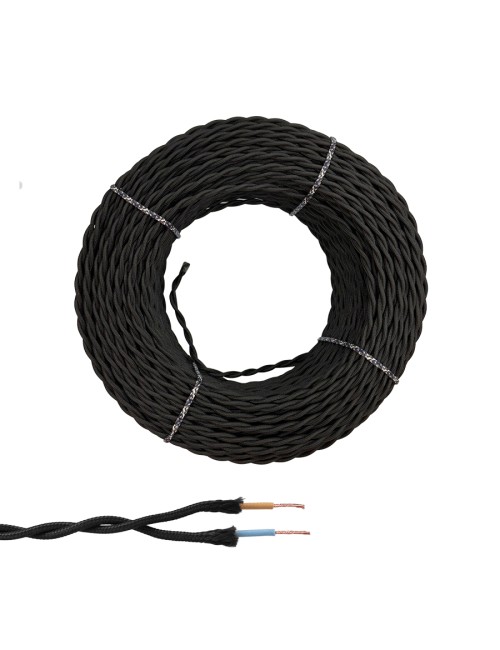 Cable paralelo textil trenzado h05vv-f 2 x 1,50 mm negro euro/m