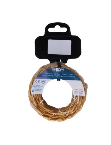 Carrete cable textil trenzado h03vv-f 2 x 0,75 mm oro, 25 m