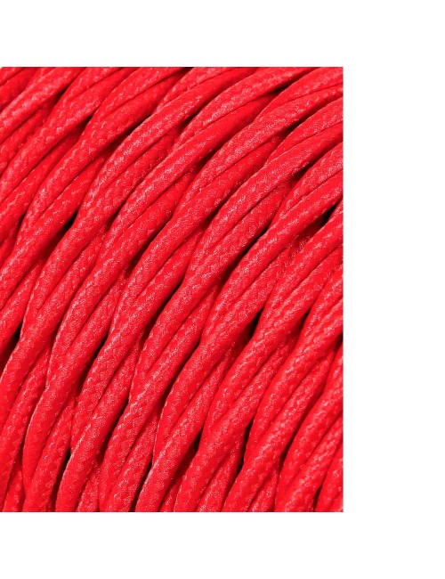 Carrete cable textil trenzado h03vv-f 2 x 0,75 mm rojo, 25 m