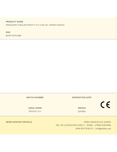 Manguera tubular h05vv-f 4 g 1,00 mm, negra euro/m
