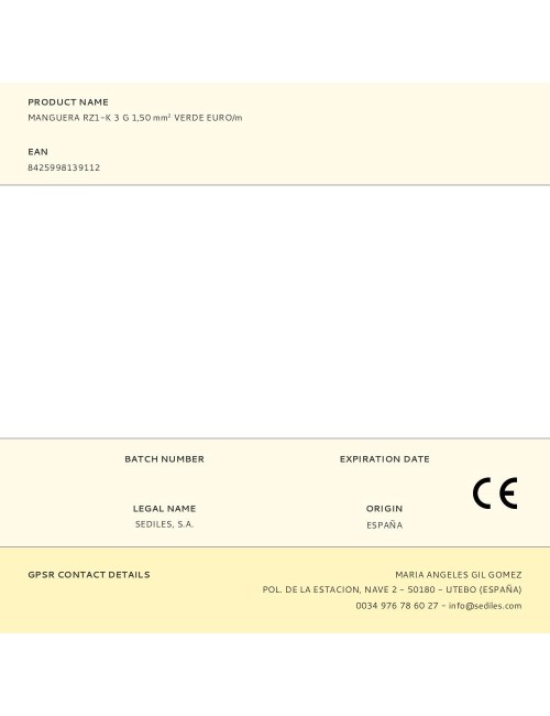 Manguera rz1-k 3 g 1,50 mm verde euro/m