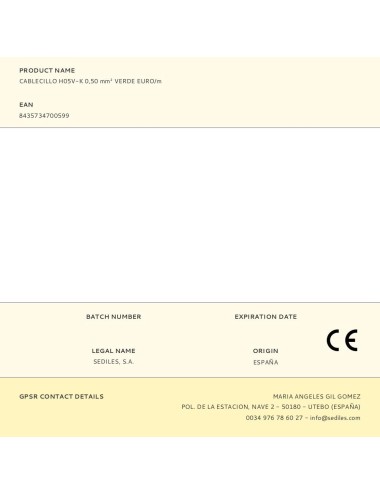 Cablecillo h05v-k 0,50 mm verde euro/m
