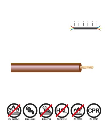 Cablecillo h07z1-k 6,00 mm marrón euro/m