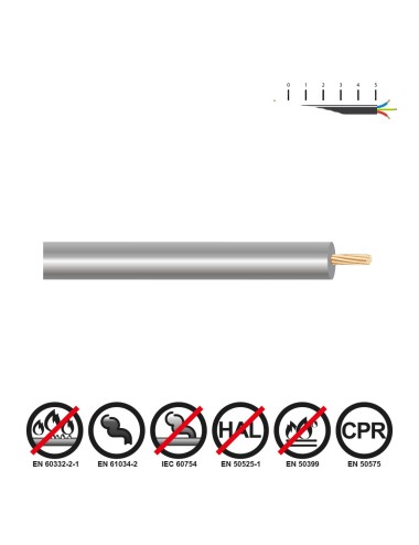 Cablecillo h07z1-k 6,00 mm gris euro/m