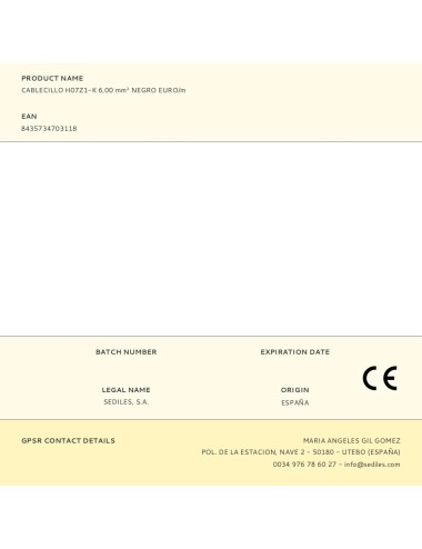 Cablecillo h07z1-k 6,00 mm negro euro/m