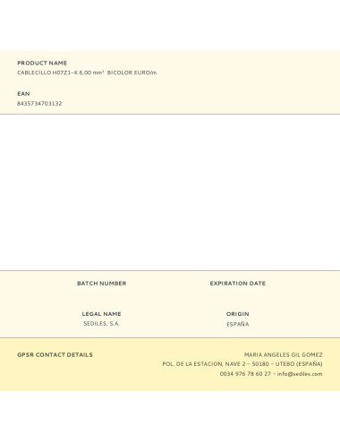 Cablecillo h07z1-k 6,00 mm bicolor euro/m