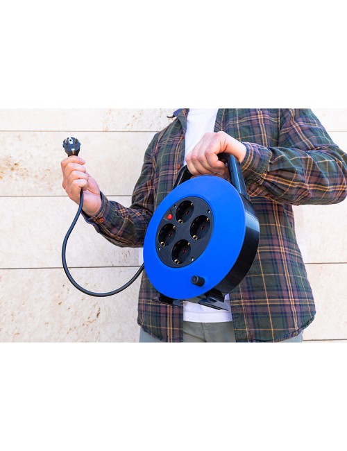 Enrollacables 10 m 3 g 1,00 mm 4 tomas bipolares con t/tl hogar con protector termico