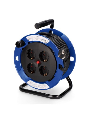 Enrollacables 15 m 3 g 1,50 mm 4 tomas bipolares con t/tl profesional con protector termico