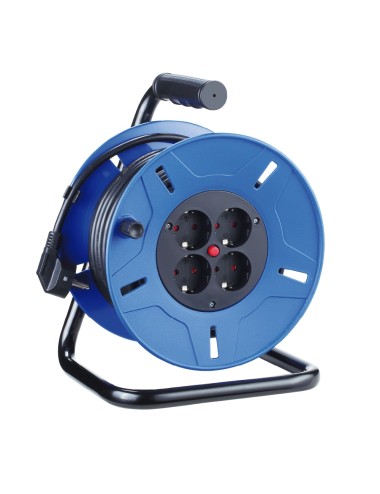 Enrollacables 25 m 3 g 1,50 mm 4 tomas bipolares con t/tl con protector térmico