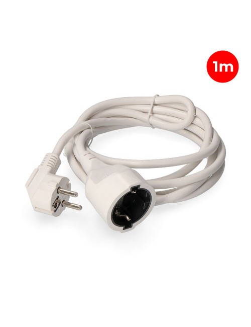 Prolongador con 1 toma 2p+t, 16a 250v~ 1 m de cable h05vv-f 3g1,5mm, blanco