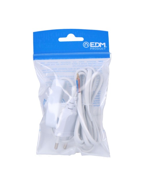 Conexion con interruptor 3a 1,5m 2x0,75mm manguera plana blanca edm