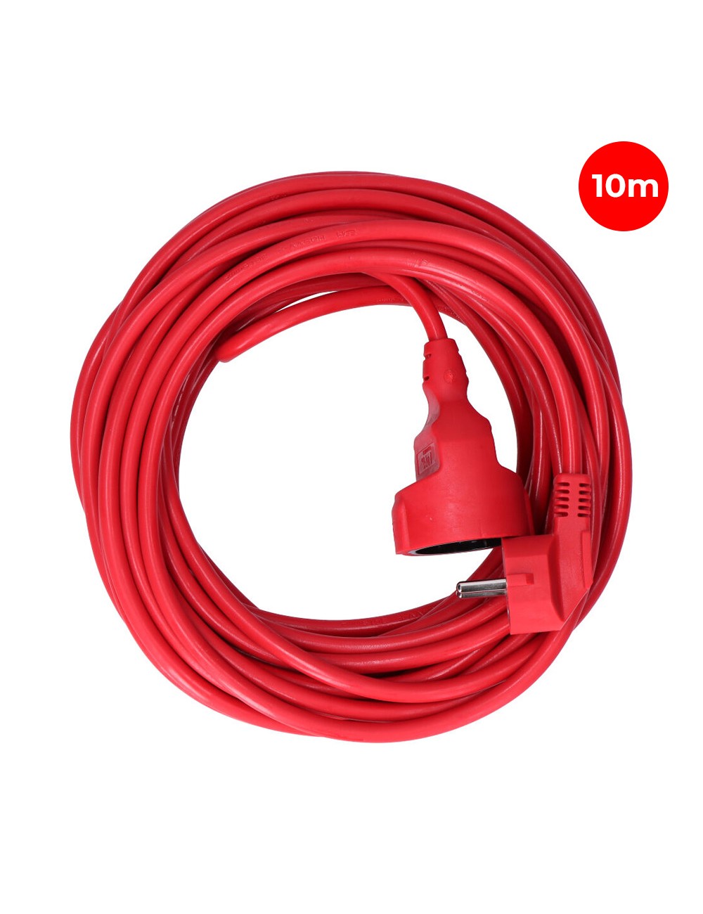 Prolongador con 1 toma 2p+t, 16a 250v~ 10 m de cable h05vv-f 3g1,5mm, rojo