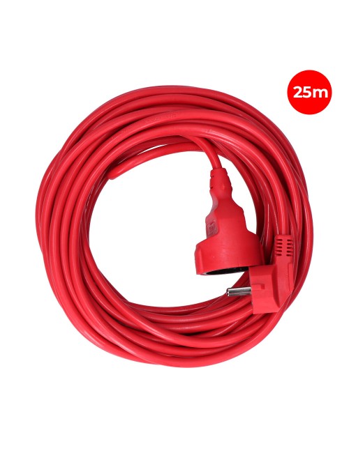Prolongador con 1 toma 2p+t, 16a 250v~ 25 m de cable h05vv-f 3g1,5mm, rojo