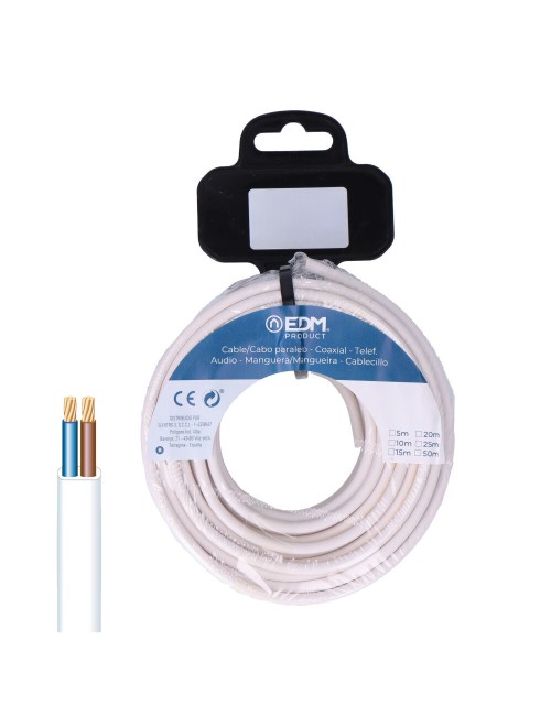 Carrete manguera plana h03vv-f 2 x 0,75 mm blanca, 5 m