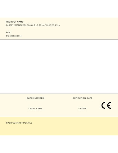 Carrete manguera plana 3 x 1,00 mm blanca, 25 m