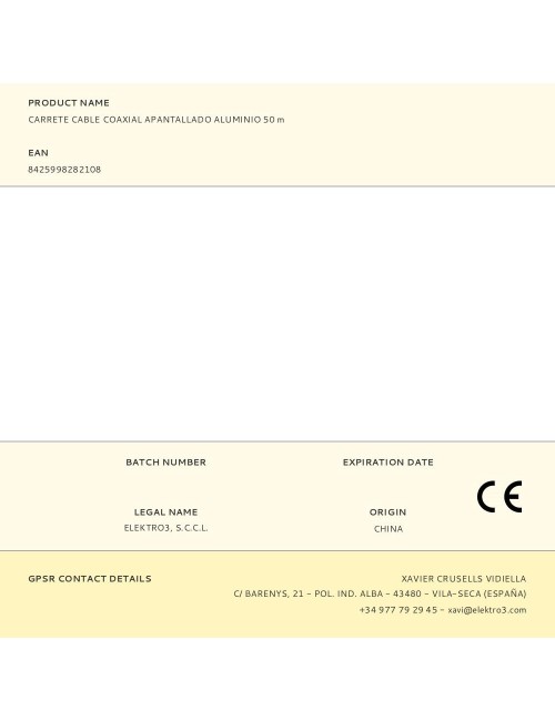 Carrete cable coaxial apantallado aluminio 50 m