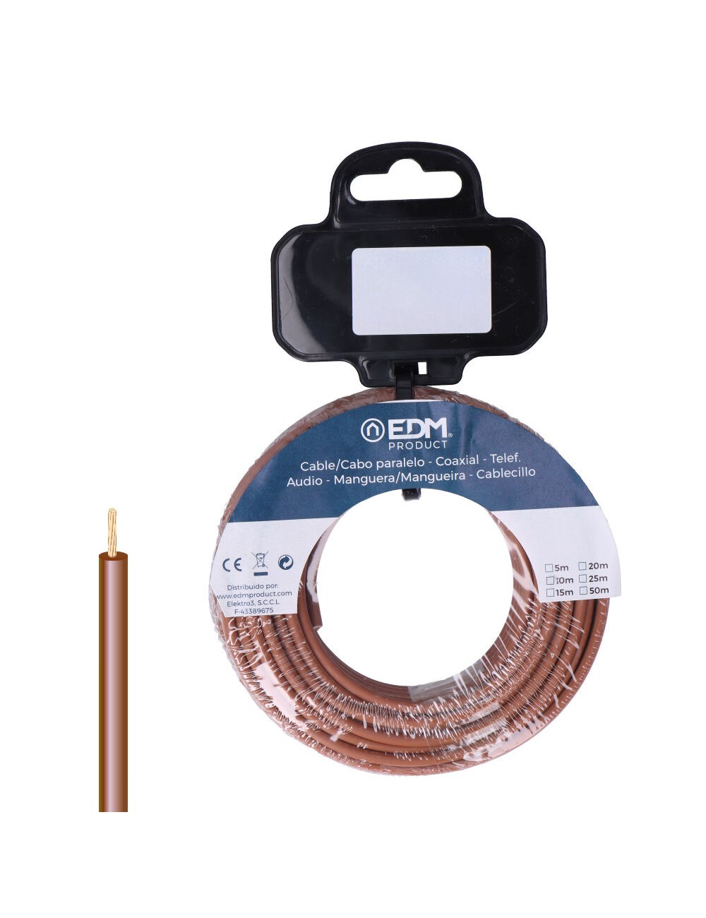 Carrete cablecillo h07z1-k 2,50 mm marrón, 15 m