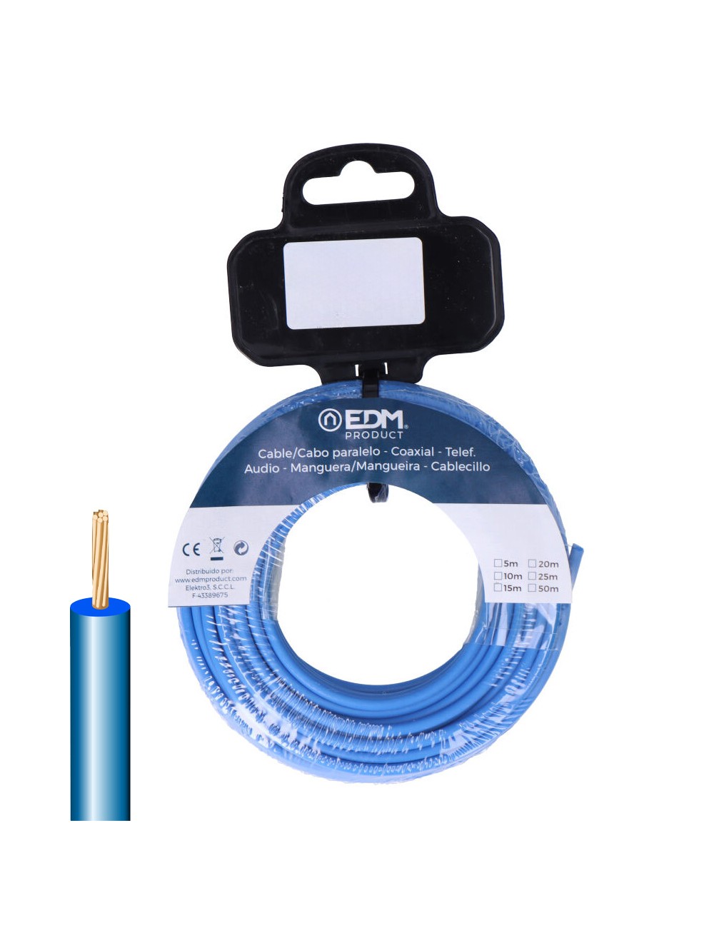 Carrete cablecillo h07z1-k 4,00 mm azul, 5 m