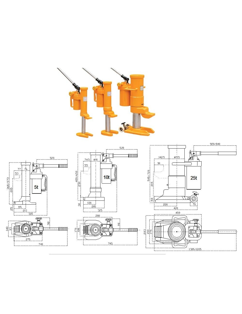 Gato Elevador de Máquinas Hidráulico HMH 10 T