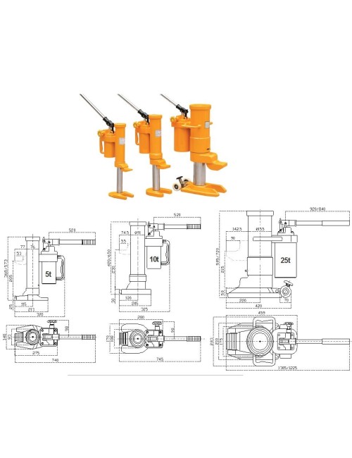 Gato Elevador de Máquinas Hidráulico HMH 25 T