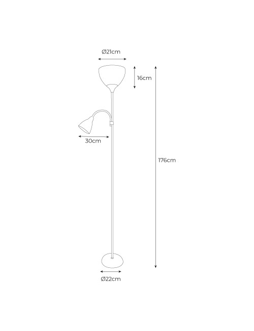 Lámpara de pie modelo boston color plateada e27 60 w y lector e14 40 w