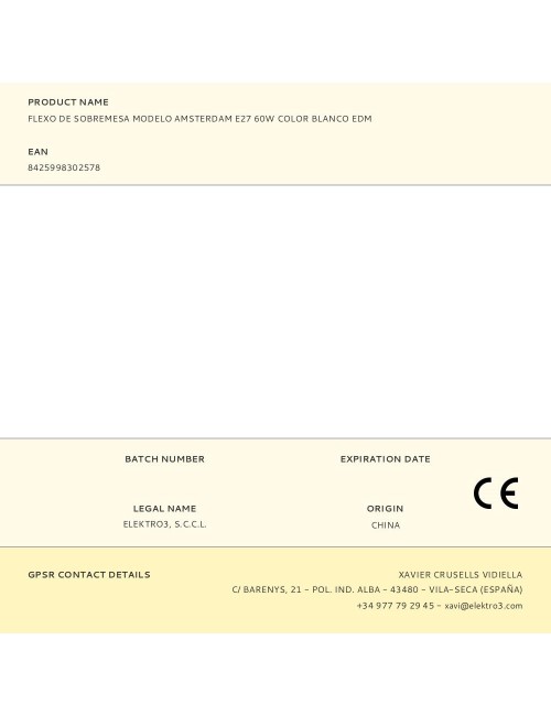 Flexo de sobremesa modelo amsterdam e27 60w color blanco edm