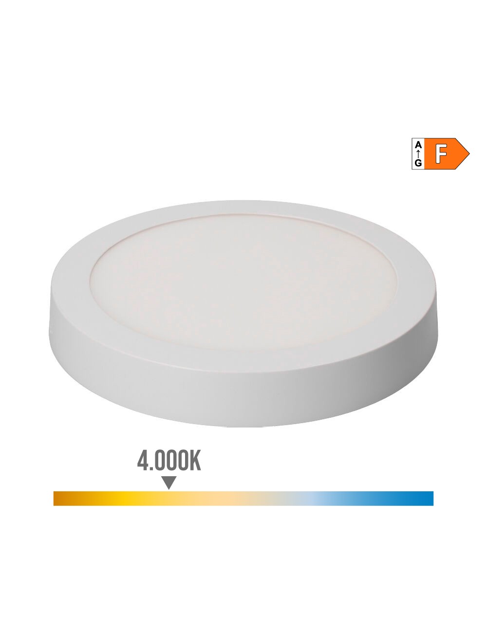 Downlight led superficie redondo blanco 20 w 1500 lm 4000 k luz dia ø 22 x 3 cm