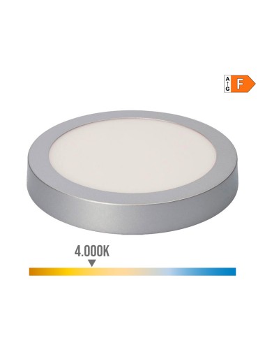 Downlight led superficie redondo cromado 20 w 1500 lm 4000 k luz dia ø 22 x 3,5 cm