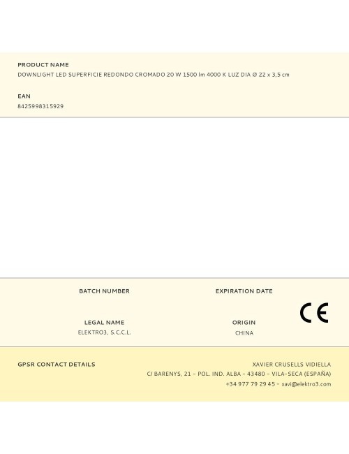 Downlight led superficie redondo cromado 20 w 1500 lm 4000 k luz dia ø 22 x 3,5 cm