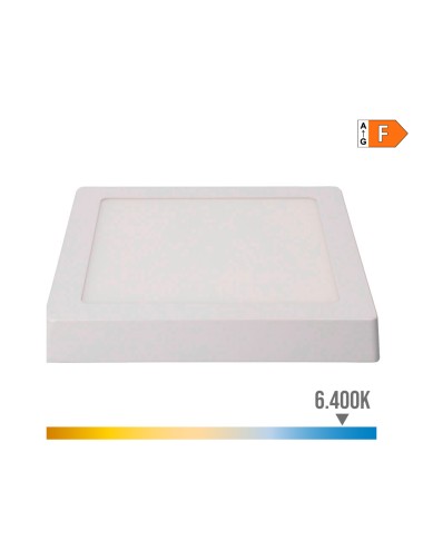 Downlight led superficie cuadrado blanco 20 w 1500 lm 6400 k luz fria 22 x 22 x 3,5 cm