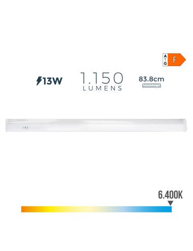 Regleta led 13 w 6500 k luz fria 1150 lm 83,8 x 3,5 x 3.8 cm