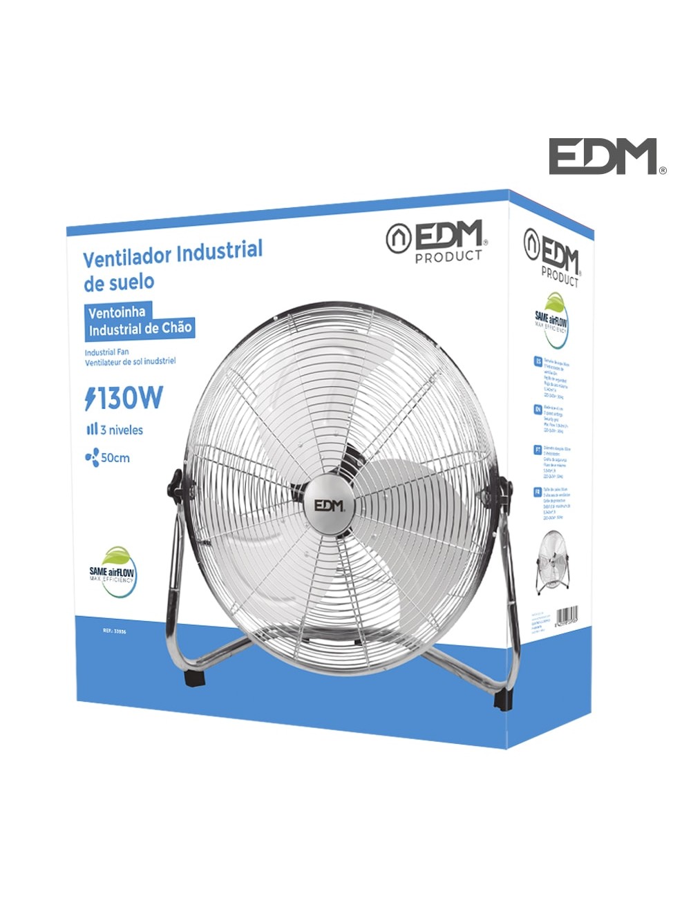Ventilador industrial de suelo. color negro 120w 64,9 db aspas ø50 x 58 cm