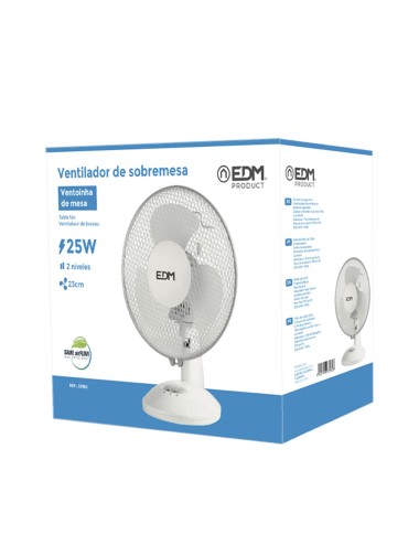 Ventilador de sobremesa. color blanco. potencia: 25 w 41 db aspas: ø23  27 x 24 x 36 cm