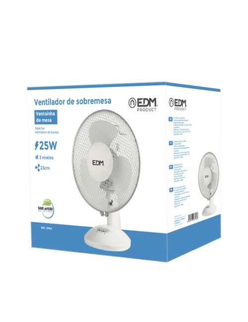 Ventilador de sobremesa. color blanco. potencia: 25 w 41 db aspas: ø23  27 x 24 x 36 cm
