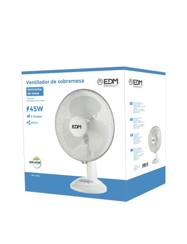 Ventilador de sobremesa. color blanco. potencia: 45w 54,14 db aspas: ø40 x 61 cm