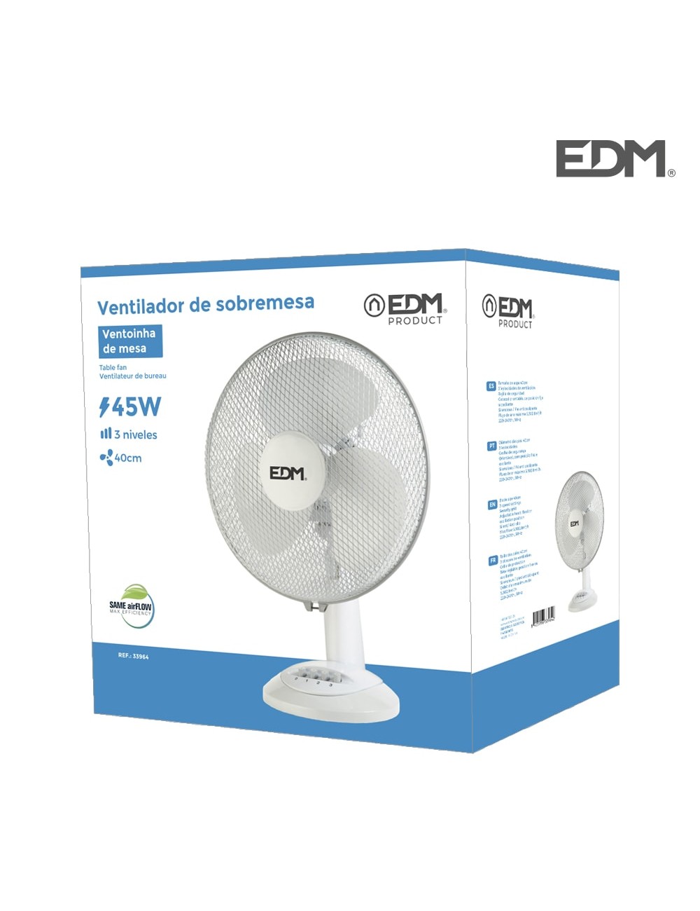Ventilador de sobremesa. color blanco. potencia: 45w 54,14 db aspas: ø40 x 61 cm