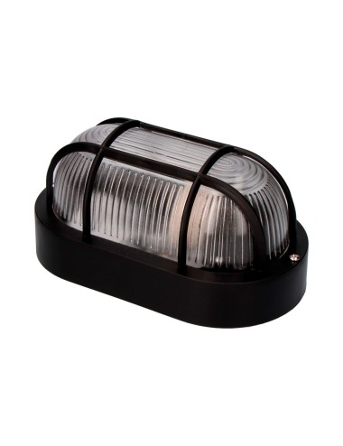 Aplique oval modelo tarragona ip54 1 x e27 40 w 11,4 x 20,2 x 10 cm, negro