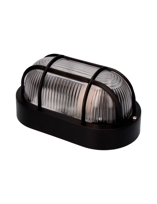 Aplique oval modelo tarragona ip54 1 x e27 40 w 11,4 x 20,2 x 10 cm, negro