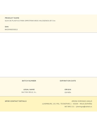 Guia de plastico para empotrar aros halogenos ø7,7cm