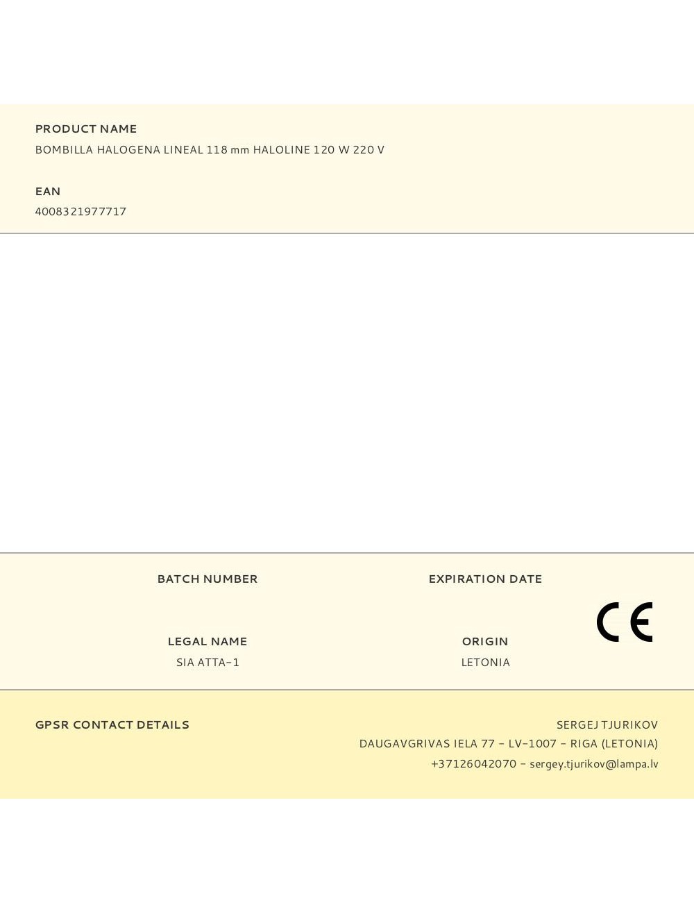 Bombilla halogena lineal 118 mm haloline 120 w 220 v