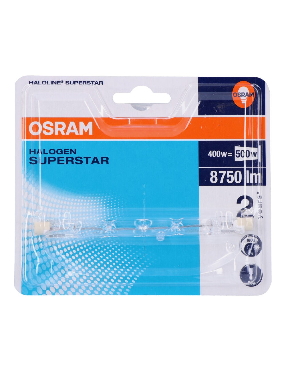 Bombilla halogena lineal 118 mm superstar 400 w 220 v (equ. 500w)
