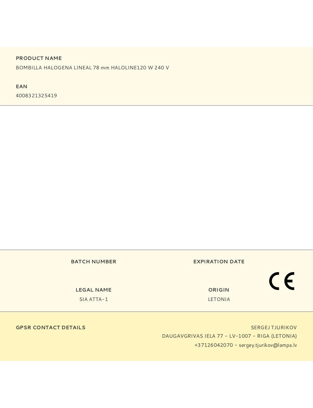 Bombilla halogena lineal 78 mm haloline120 w 240 v