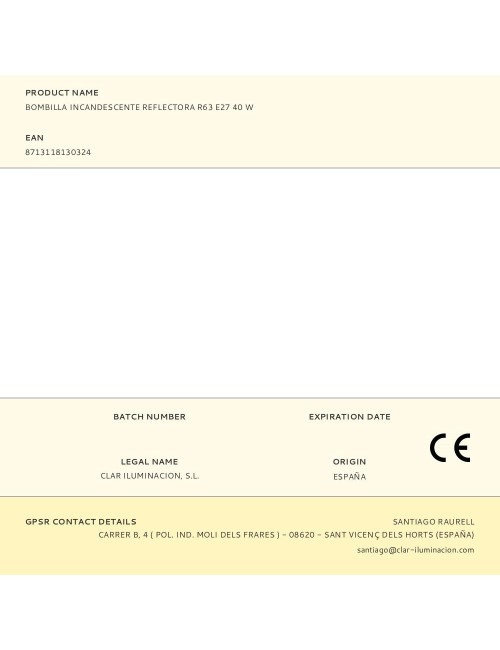 Bombilla incandescente reflectora r63 e27 40 w