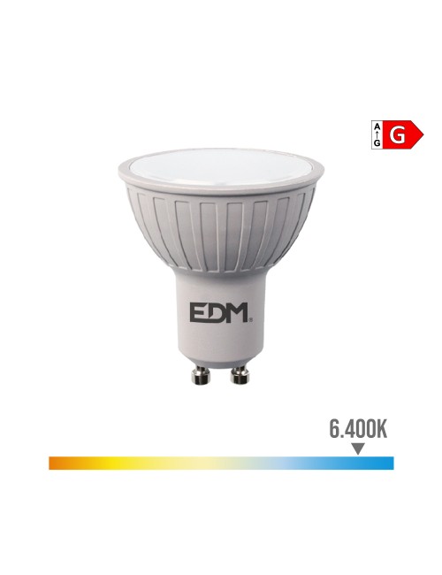 Bombilla dicroica led regulable gu10 6 w 500 lm 6400 k luz fría ø5 x 5,5 cm
