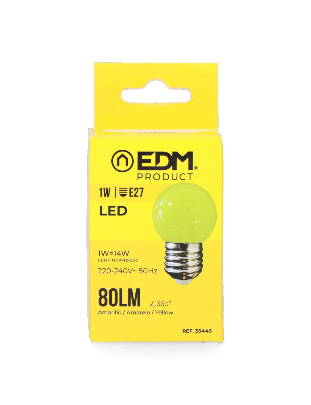 Bombilla esferica led e27 1 w 80 lm luz amarilla ø45 x 69 mm