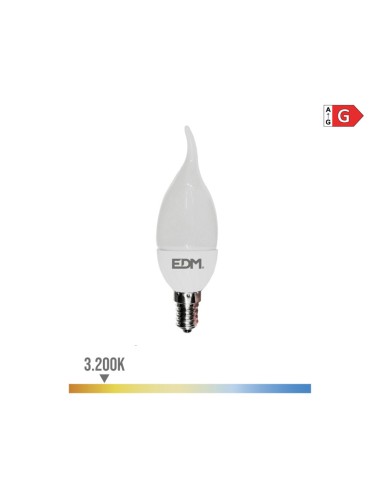 Bombilla vela led e14 5 w 400 lm 3200 k luz calida ø3,5 x 12 cm