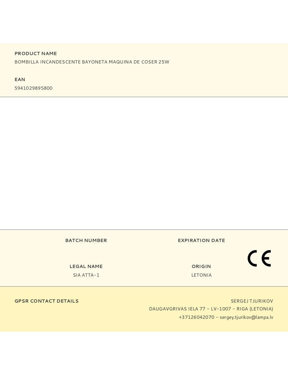 Bombilla incandescente bayoneta maquina de coser 25w