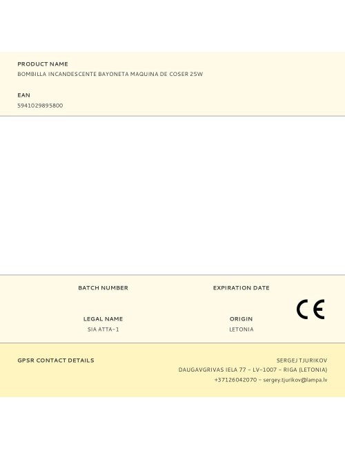 Bombilla incandescente bayoneta maquina de coser 25w