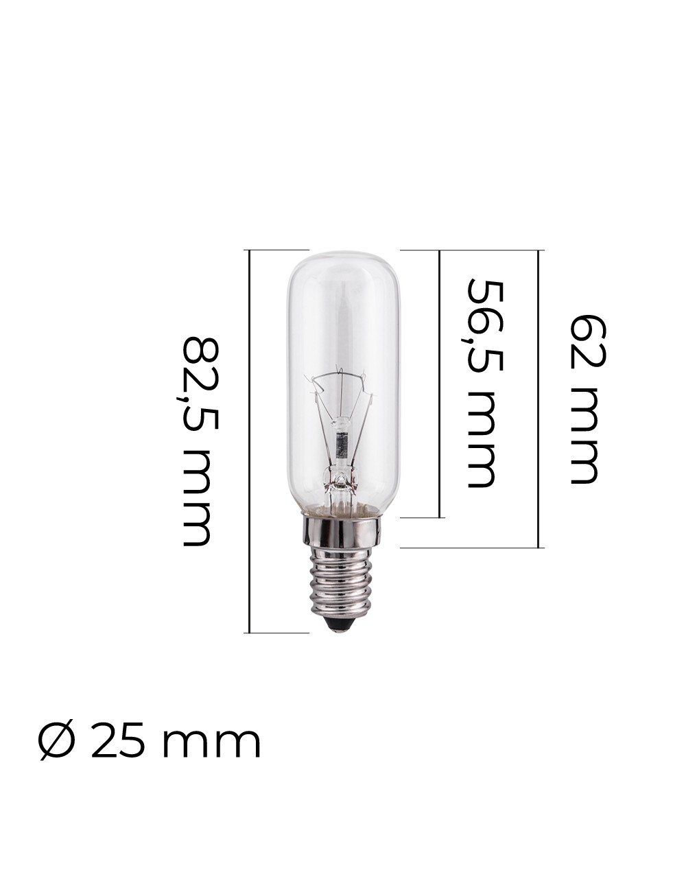 Bombilla incandescente tubular transparente 25 w e14