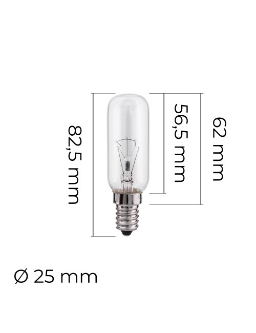 Bombilla incandescente tubular transparente 25 w e14